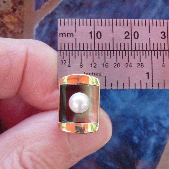 Mikimoto Pearl & MOP Cufflinks - 18K YG - Original Gift Box - Looks New - Picture 11 of 12